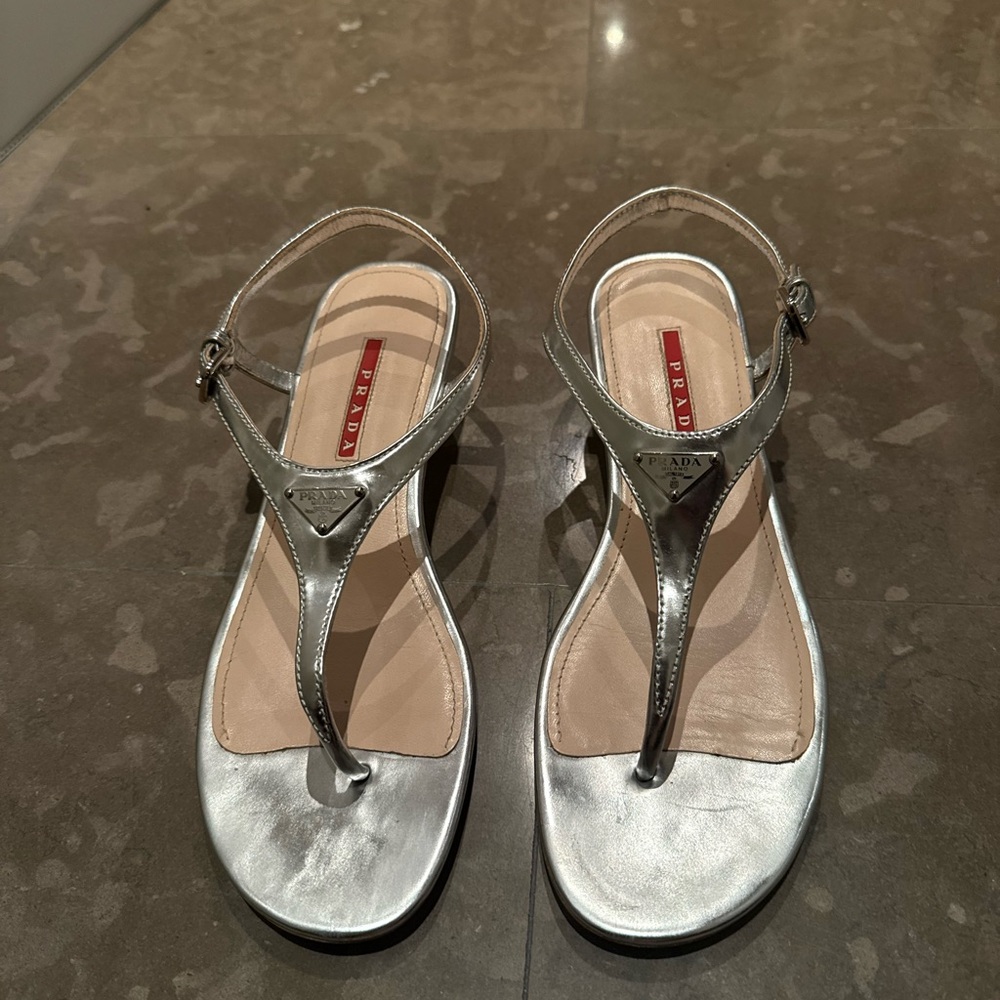 Prada Silver Women's Sandals Size 38